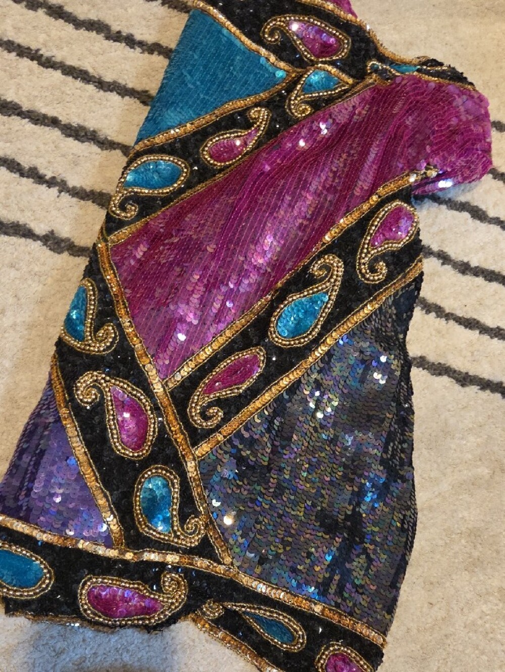 Vintage Beaded Sequin Paisley Jacket - Multi-Color - Picture 5 of 8